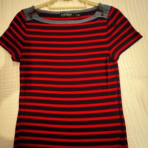 Ralph Lauren Navy and Red Striped Tee